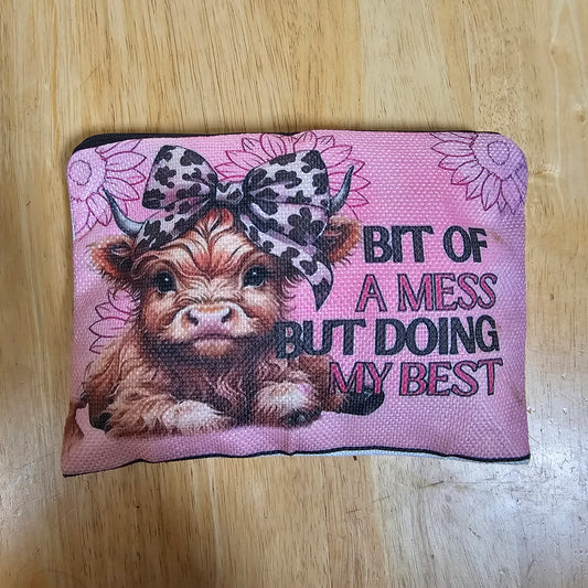 Highland cow makeup bag