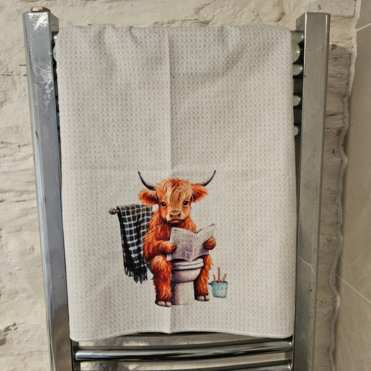 Highland cow hand towel