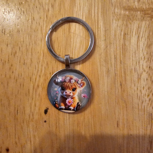 Highland cow keyring